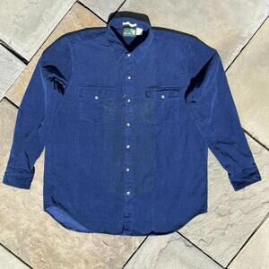 Deadstock Vintage 90s Royal Blue Corduroy Button Down Shirt